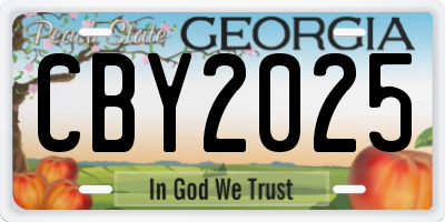 GA license plate CBY2025
