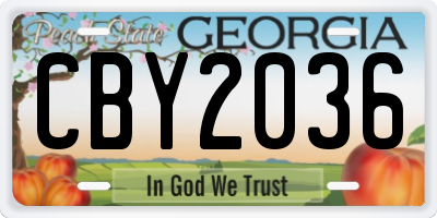 GA license plate CBY2036