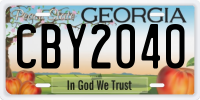 GA license plate CBY2040