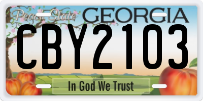 GA license plate CBY2103