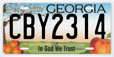 GA license plate CBY2314