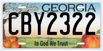 GA license plate CBY2322