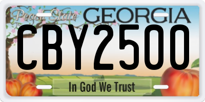 GA license plate CBY2500