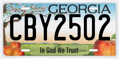 GA license plate CBY2502