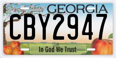 GA license plate CBY2947