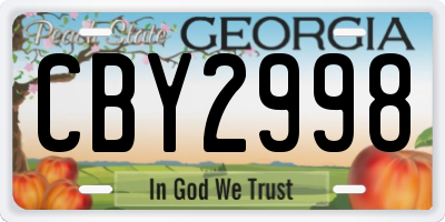 GA license plate CBY2998