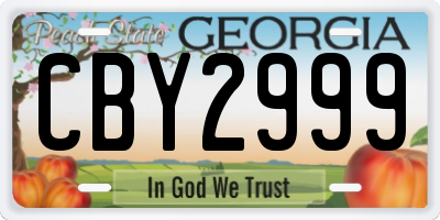 GA license plate CBY2999