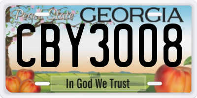 GA license plate CBY3008