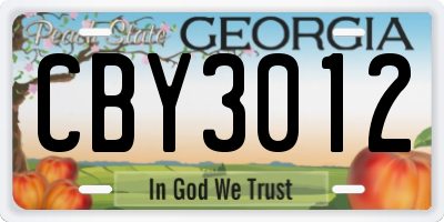 GA license plate CBY3012