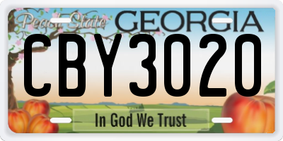 GA license plate CBY3020
