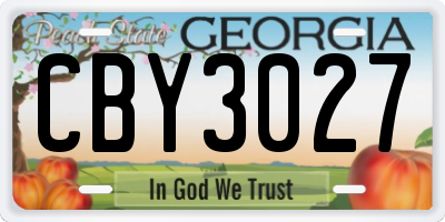 GA license plate CBY3027