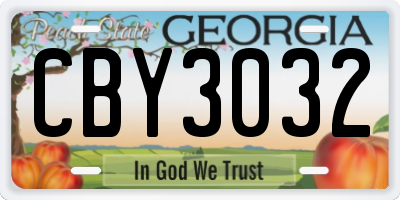 GA license plate CBY3032