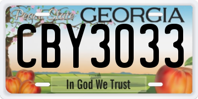 GA license plate CBY3033
