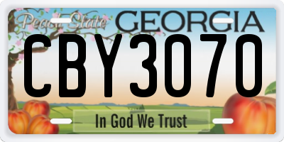 GA license plate CBY3070