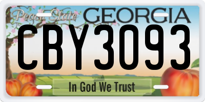 GA license plate CBY3093