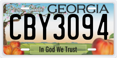 GA license plate CBY3094