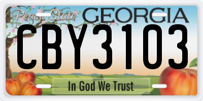 GA license plate CBY3103