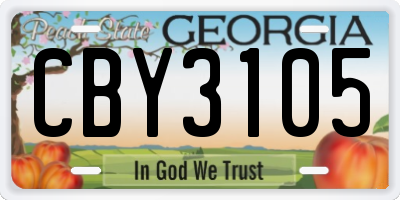 GA license plate CBY3105