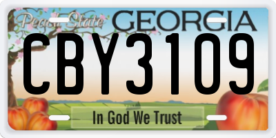 GA license plate CBY3109