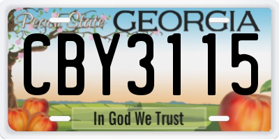 GA license plate CBY3115