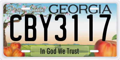GA license plate CBY3117