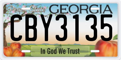 GA license plate CBY3135