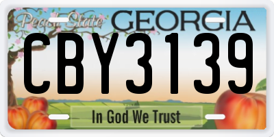 GA license plate CBY3139