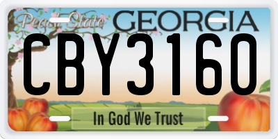 GA license plate CBY3160