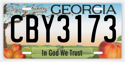 GA license plate CBY3173
