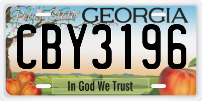 GA license plate CBY3196