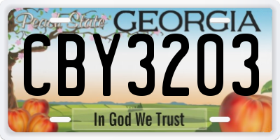 GA license plate CBY3203