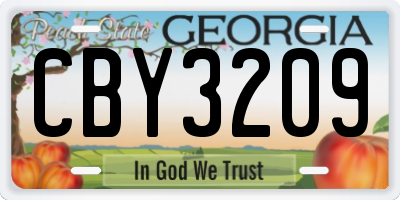GA license plate CBY3209