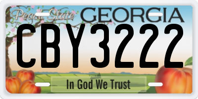 GA license plate CBY3222