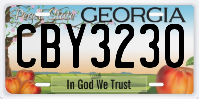 GA license plate CBY3230