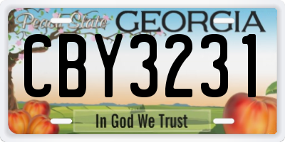 GA license plate CBY3231