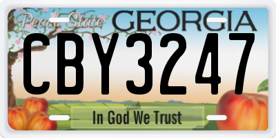 GA license plate CBY3247