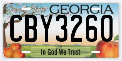 GA license plate CBY3260