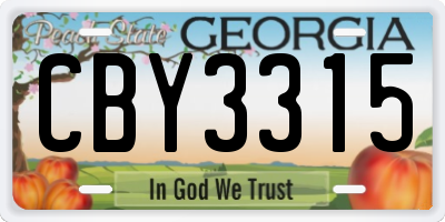 GA license plate CBY3315