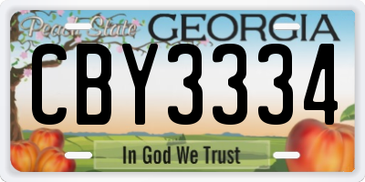 GA license plate CBY3334