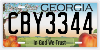 GA license plate CBY3344
