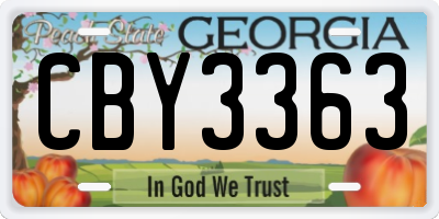 GA license plate CBY3363