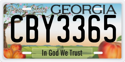 GA license plate CBY3365