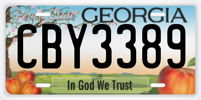 GA license plate CBY3389
