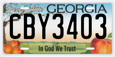 GA license plate CBY3403