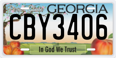 GA license plate CBY3406