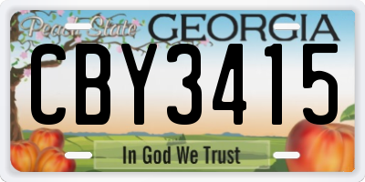 GA license plate CBY3415