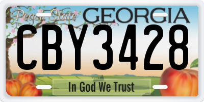 GA license plate CBY3428