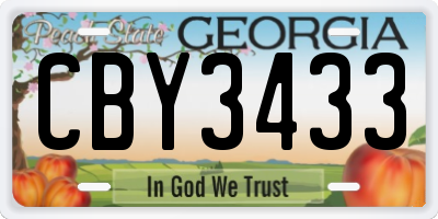 GA license plate CBY3433