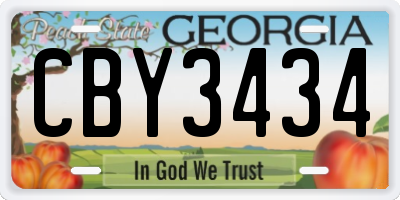 GA license plate CBY3434