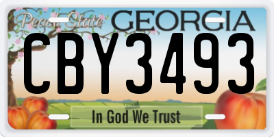 GA license plate CBY3493
